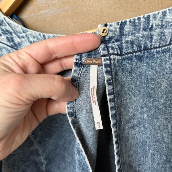 Free People Get Obsessed Mini Dress Denim Western Rodeo Preppy Womens XS - Picture 4 of 6